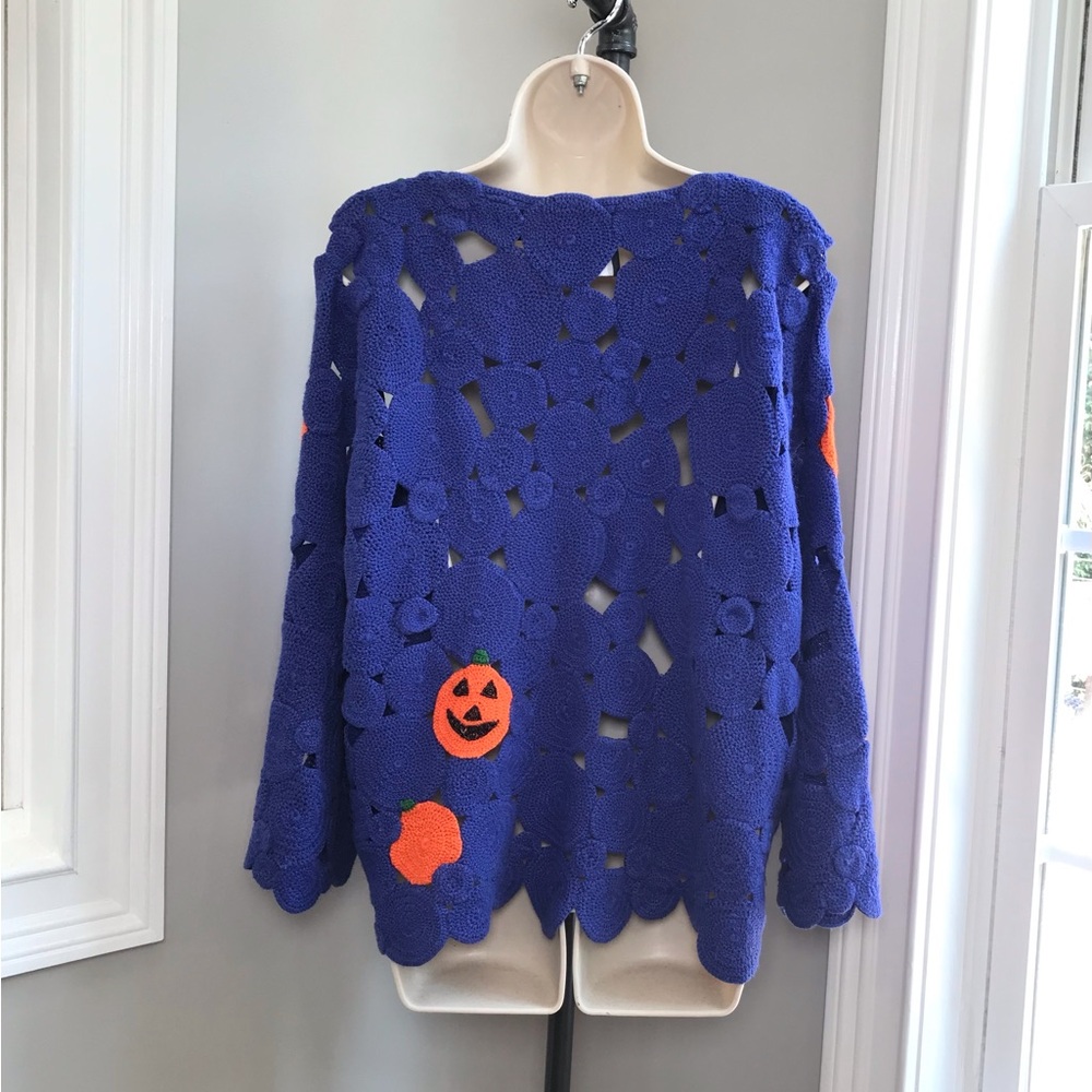 Vintage Michael Simon Halloween Crochet Cardigan Sweater ~ Women’s Large EUC - Picture 3 of 9